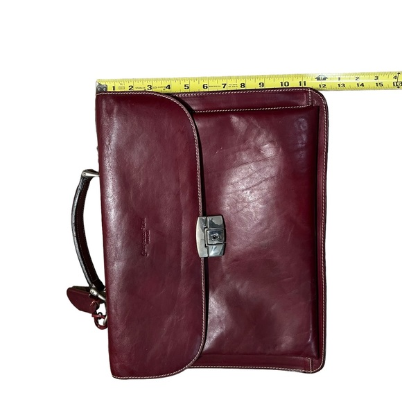 Gianfranco Novi Firenze Burgundy/Red Brown Leather Briefcase Made In Italy As Is - Picture 12 of 16